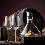 Jarra de vino - Decantador de vino de lujo de 1500 ml con montaña dorada + bolas de limpieza