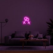 Sinal LED de luz neon 3D - Motivo de mulher e mulher 50 cm