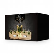 SET decanter tequila - botol tequila 840ml mewah + 4 gelas pada dirian kayu (buatan tangan)