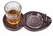 Porta-charutos (suporte) + porta-copos - Conjunto Whisky Luxury para homem