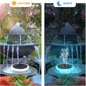 Pool fountain with lights - Solar floating pond fountain with led lights RGB colored + 6 nozzles