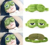 Childrens sleep mask - kids eye mask with sleep band - Green frog plush