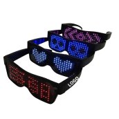 Okos LED világító szemüveg okostelefon alkalmazással vezérelhető (szöveg + animációk)
