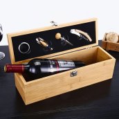 Scatola per vino in legno (casse per vino) - set regalo di lusso per vino con 4 accessori