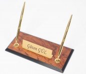 Cojín de escritorio de cuero - SET de lujo para la oficina 8 piezas - Nogal + cuero negro