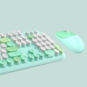 ワイヤレスマウスとキーボードセット Wifi - スタイリッシュなデザイン グリーン色