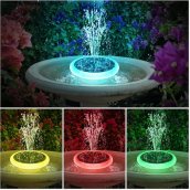 Pool fountain with lights - Solar floating pond fountain with led lights RGB colored + 6 nozzles