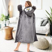 Sudadera/manta de pingüino - Manta de televisión con capucha original de forro polar para mujeres y niños 150 x 120 cm