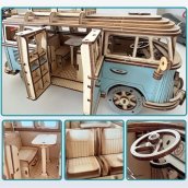 Holzklappmodell - 3D Holzpuzzle Retro Auto - Volkswagen VW T1