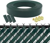 Chainlink fence PVC tape - Mesh fence filling flexible shielding slats (strips) - 50m roll - Green