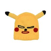 PIKACHU Kukla maska na tvár a hlavu s okuliarmi žltá pletená - pre deti aj dospelých