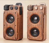 Mini Retro Design Bluetooth Speaker and FM Radio R919-A/C - Light Brown
