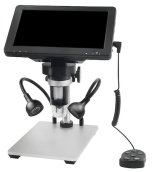 Mikroskop 1200x zoom priblíženie digitálny s nastaviteľnými LED svetlami + stojanom + 7"displej