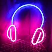AUSCULTADORES - Logotipo iluminado por luz LED neon na parede