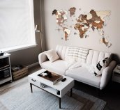 Mapa del mundo 3D en la pared - mapa de madera 100 cm x 60 cm