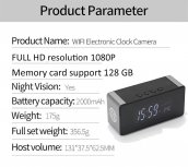 Kamera FULL HD WiFi P2P w zegarze cyfrowym z 10 diodami IR + głośnik bluetooth + detekcja ruchu