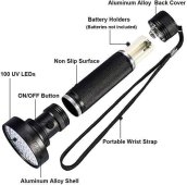 UV baterka světlo - silná ultrafialová detekční baterka s UV světlem s až 100x LED výkonem