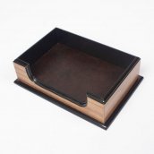 Tapete de mesa Conjunto de luxo 8 unidades para mesa de escritório - (nogueira + couro marrom)