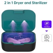 Limpiador de dientes postizos: retenedor de dentaduras postizas/anillos/auriculares secador UVC ultrasónico hasta 50 ℃