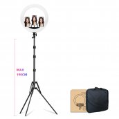 Ringlicht met standaard (statief) 72 cm tot 190 cm - LED selfie ronde lamp 45cm diameter