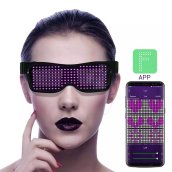 Okos LED világító szemüveg okostelefon alkalmazással vezérelhető (szöveg + animációk)