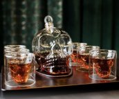 Skull whisky dekanter kristálykészlet 1000ml 6 db 3D pohárral 75ml
