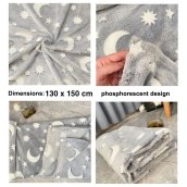 Fluoreszierende Decke - im Dunkeln leuchtende Decke für Kinder mit Nachthimmel-Motiv Flanell 130 x 150 cm