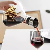 Jarra de vino - Decantador de vino de lujo de 1500 ml con montaña dorada + bolas de limpieza