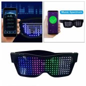 Okos LED világító szemüveg okostelefon alkalmazással vezérelhető (szöveg + animációk)