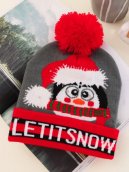 Gorro de punto - gorro navideño con pompón iluminado con LED - LET IT SNOW