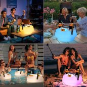 Floating drink holder - colored LED light pool float with cup holder (drink floaties) + bluetooth speaker 5W with IP66