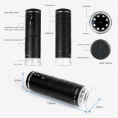 Mikroskop na mobil - Mikroskopy digitálne 1000x s FULL HD + Wifi (iOS / Android) + 8x LED