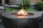 Gas fireplace in the shape of stone table - 2in1 Natural granite circular outdoor table