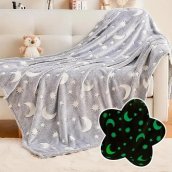 Fluoreszierende Decke - im Dunkeln leuchtende Decke für Kinder mit Nachthimmel-Motiv Flanell 130 x 150 cm
