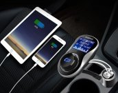 Wireless fm transmitter with Bluetooth calling and MP3/WMA decoder + 2x USB car charger