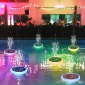 Pool fountain with lights - Solar floating pond fountain with led lights RGB colored + 6 nozzles
