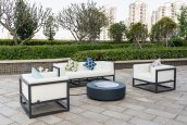Portable fire pit for gas cylinder + concrete coffe table for outdoor 102x30 cm LUMIOSO