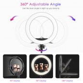 Ringlicht met standaard (statief) 72 cm tot 190 cm - LED selfie ronde lamp 45cm diameter