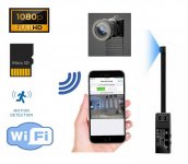 Kompakt pinhole HD-kamera i fodral - 150° vidvinkelobjektiv med WiFi/P2P + larm