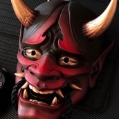 日本恶魔面具 - 适合万圣节或狂欢节的儿童和成人