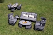 Luxury garden seating - Outdoor sofa set for 5 people + coffee table + side table - Roxana