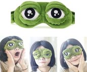 Childrens sleep mask - kids eye mask with sleep band - Green frog plush