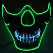 LED maska za zabavu - zelena lubanja