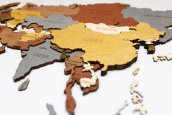 Деревянная карта мира настенное искусство 4D - деревянные карты путешествий декор многоцветный 120x70см - INDIGO