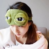 Childrens sleep mask - kids eye mask with sleep band - Green frog plush