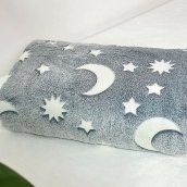 Fluoreszierende Decke - im Dunkeln leuchtende Decke für Kinder mit Nachthimmel-Motiv Flanell 130 x 150 cm