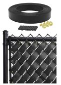 Chainlink fence PVC strips - Mesh fence filling flexible shielding slats (tape) - 50m roll - Black
