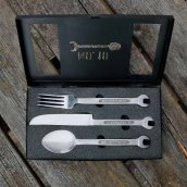 Conjunto de ferramentas principais + 3 talheres em estojo - presente para homem