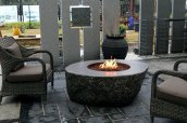 Gas fireplace in the shape of stone table - 2in1 Natural granite circular outdoor table