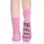 Ženske tople pamučne čarape - Donesite mi kafu - Smiješne roze neklizajuće čarape